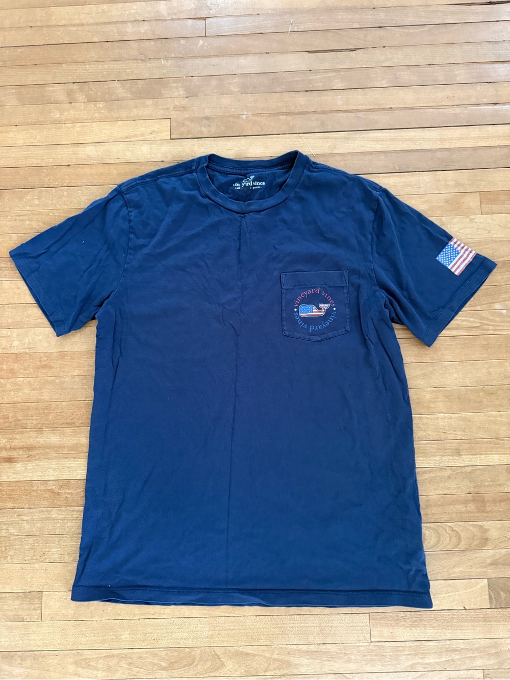Vineyard Vines Navy Short-Sleeve Pocket Tee with Flag Patch